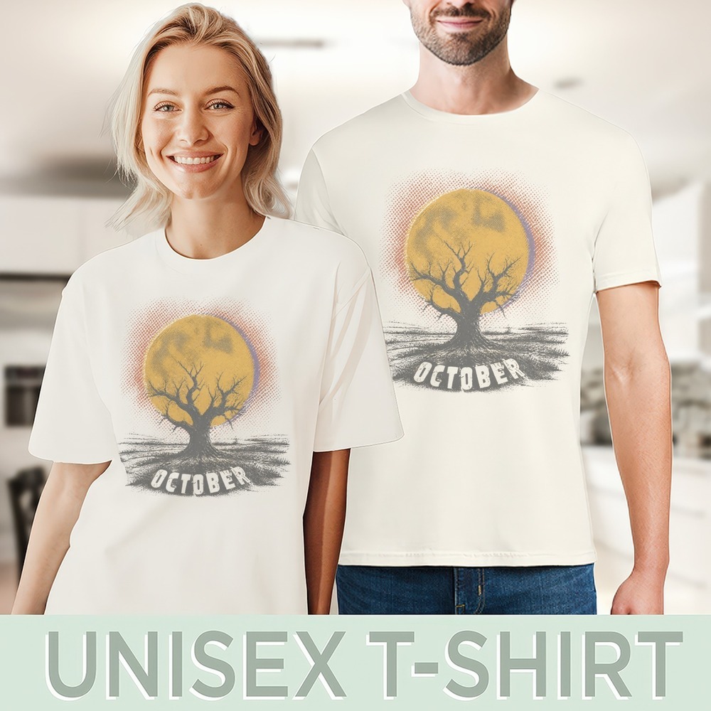 October Tree Rising Through the Full Moon Tee - Picture 4 of 5
